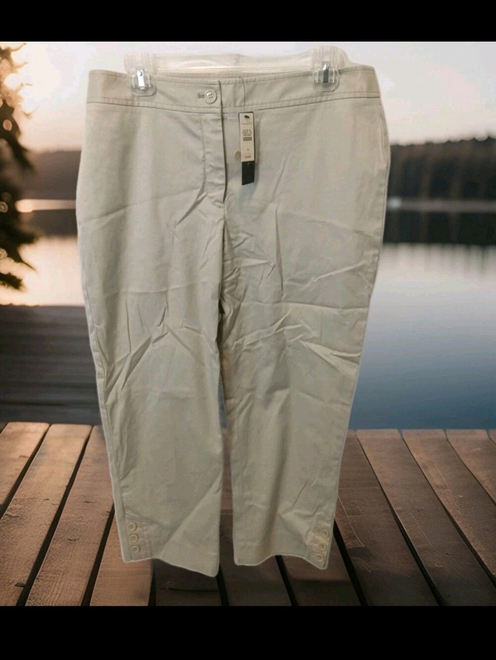 NWT Womens Capri Pants Button Khaki Casual Cropped Cotton "Perfect Skimmer" 10